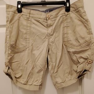 Knee length khaki shorts